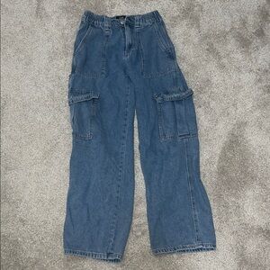 Simple Society Blue Cargo Boyfriend Jeans w/Pockets